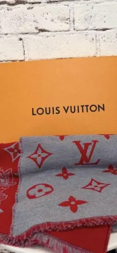LOUIS VUITTON マフラー 赤 グレー クリーニング済
