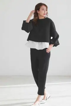 donoban ドノバン リラックスセットアップ ブラック ロング丈 ブラック