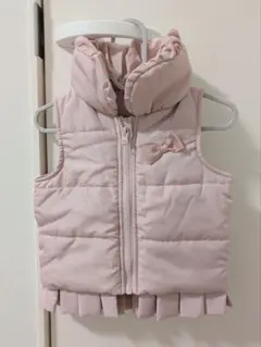 【ベビーベスト】ピンク アウター 90cm フリル くすみピンク