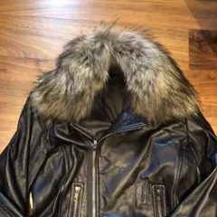 theory リアルファーカラー付きライダースジャケット