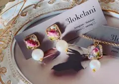 ミニ薔薇のピアス、ネックレスのセット♡