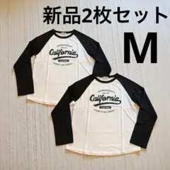 レディース　ラグラン　ロンT ブラック　ホワイト　ロゴ　sheinのサムネイル