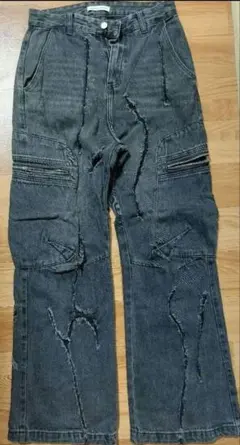 y2k グランジ ダメージ加工 デニムパンツ