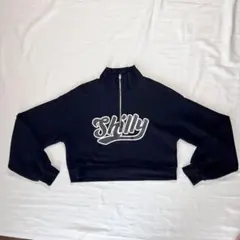 WEGO ハーフジップ クロップドスウェット F 黒