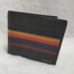 Paul Smith 二つ折り財布 黒/ストライプ