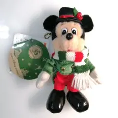 ミッキー　ぬいぐるみバッジ　35周年　クリスマス　レトロ