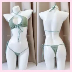 マイクロビキニ コスプレ セクシー 緑 三角ビキニ 紐パン アンダーウェア