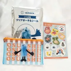 スシロー × パペットスンスン クリアポーチ＆シール ブルー