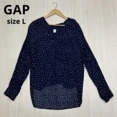 ◆ GAP ギャップ ドット バンドカラー スキッパー 長袖 シャツ ブラウス