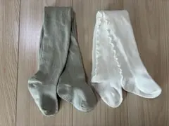キッズタイツ ホワイト　グリーン　80cm 90cm