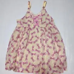 130★メゾピアノ★リボン柄！シフォンチュニックワンピース★