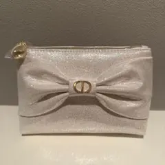 Dior ノベルティ ポーチ リボン ホワイト　2026ホリデー