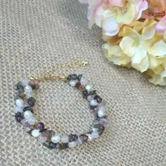 【パワーストーン デザインブレスレット/アメジスト 天然石】