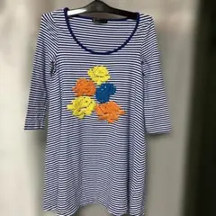 g*e様 SWORD FISH ボーダー柄花刺繍ワンピースのサムネイル