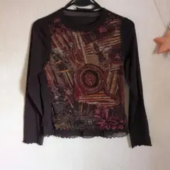 MAKOS 抽象模様 長袖トップス 黒