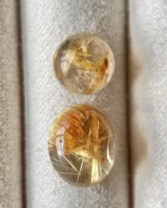 美✨【2個セット】ルチルクォーツ オーバル ラウンド カボション ルース