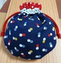 ハンドメイド まんまる巾着 ドット 小物入れ プレゼント　レース　カラフル