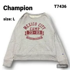 【即購入OK】Champion 三段プリント ラグラントレーナー サイズL