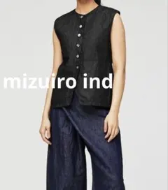 mizuiro ind デニムベスト　リネン　ブラック　ジレ　重ね着