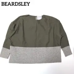 BEARDSLEY ビアズリー ニットコンビブラウス プルオーバー カーキ