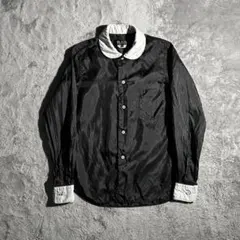 AD2011 11AW エステルコットンバイカラー丸襟シャツ 黒 白のサムネイル
