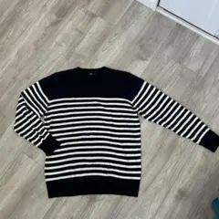 AZUL by moussy ネイビー ストライプ ニット