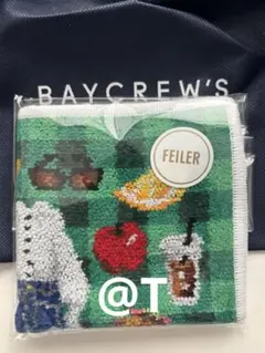 FEILER IENA フェイラー イエナ　タオルハンカチ　ホワイト　緑