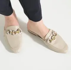 極美品★Emma Francis フラットローファー　スムース アイボリーのサムネイル