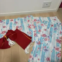 セパレート浴衣 帯付き 花柄 水色150センチのサムネイル