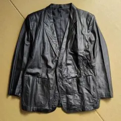 LLサイズ 大きいサイズ テーラード ジャケット 本革 牛革 ブラック 黒