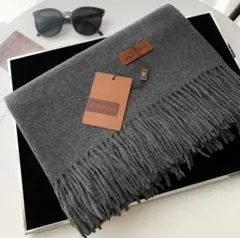 灰 新品 定番上質大判 無地 カシミヤ混 ストール マフラー ユニセックス