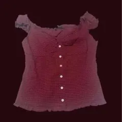 brandy melville トップス　赤　チェック