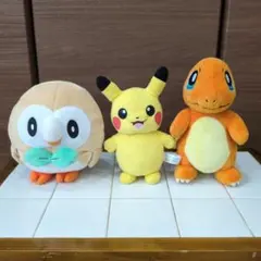 ポケモンぬいぐるみ　ピカチュウ＆ヒトカゲ＆モクロー