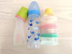 哺乳瓶2種、ミルクストッカーセット