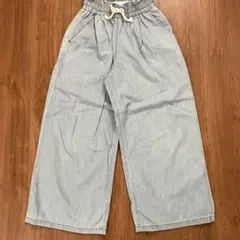 GU ライトブルー ワイドパンツ 140
