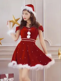 ジュエルズ　サンタコス 5点セットオフショルビジューリボンフレアサンタ