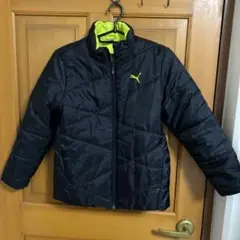 PUMA ダウンコート 黒/ネオンイエロー