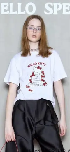 メゾンスペシャル　ハローキティ リボン　Tシャツ 白　hello kittyのサムネイル