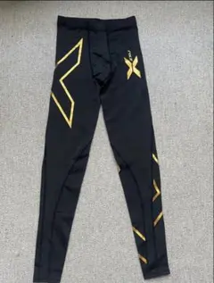 2XU メンズ 黒/金 ランニング ロングタイツ S