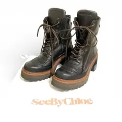 See By Chloe 厚底レースアップブーツ 39 黒 8cm
