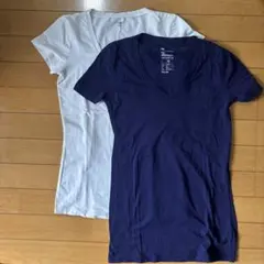 Gap Vネック Tシャツ 2枚セット XS ホワイト ネイビーのサムネイル