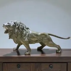 高岡銅器 ブロンズ ライオン銅像 獅子 置物 オブジェ 銅製 インテリア