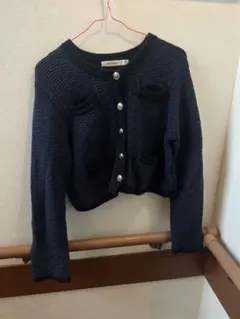 MOUSSY ネイビー ボタン付きカーディガン