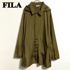 FILA フード付きジャケット LL カーキ　ロング丈　薄手　シャカシャカ