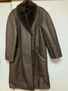 アメリカ購入　美品　男女兼用　ムートンロングコート ダークブラウン