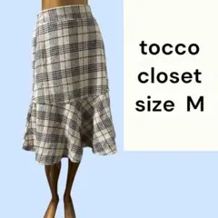 No.208 (♡)tocco closet チェック柄パール付きスカート