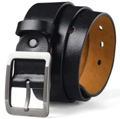 本革ベルト　メンズ　レディース　シンプル　黒　銀　レザー　シルバー　太め