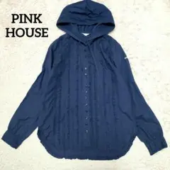 PINK HOUSE ピンクハウス ピコフリル長袖ブラウスフード ネイビーのサムネイル