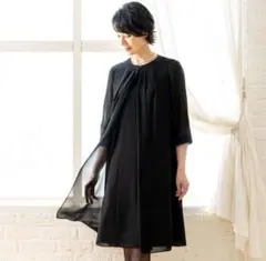 東京ソワール　11号　ワンピース　トリックドレス　ブラックフォーマル　洗濯可