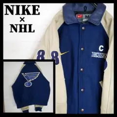 【希少デザイン】ナイキ×NHL☆チームロゴ・スウッシュ刺繍☆スタジャン　:HO